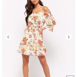 Floral print off the shoulders mini dress